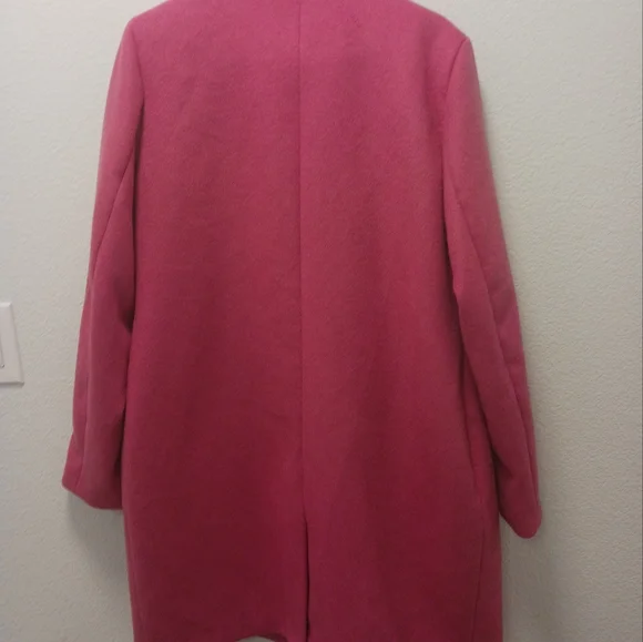 RACHEL ZOE  BRIGHT PINK MAGENTA WOOL BLEND DOUBLE-BREASTED OVERCOAT SIZE XL COAT - Picture 7 of 9